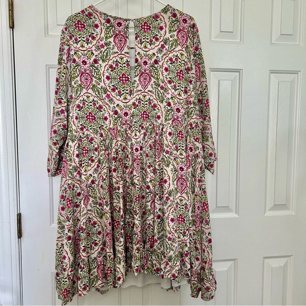 Torrid Pink Floral Keyhole Neckline Challis Skater Dress Size 4X - Picture 6 of 16